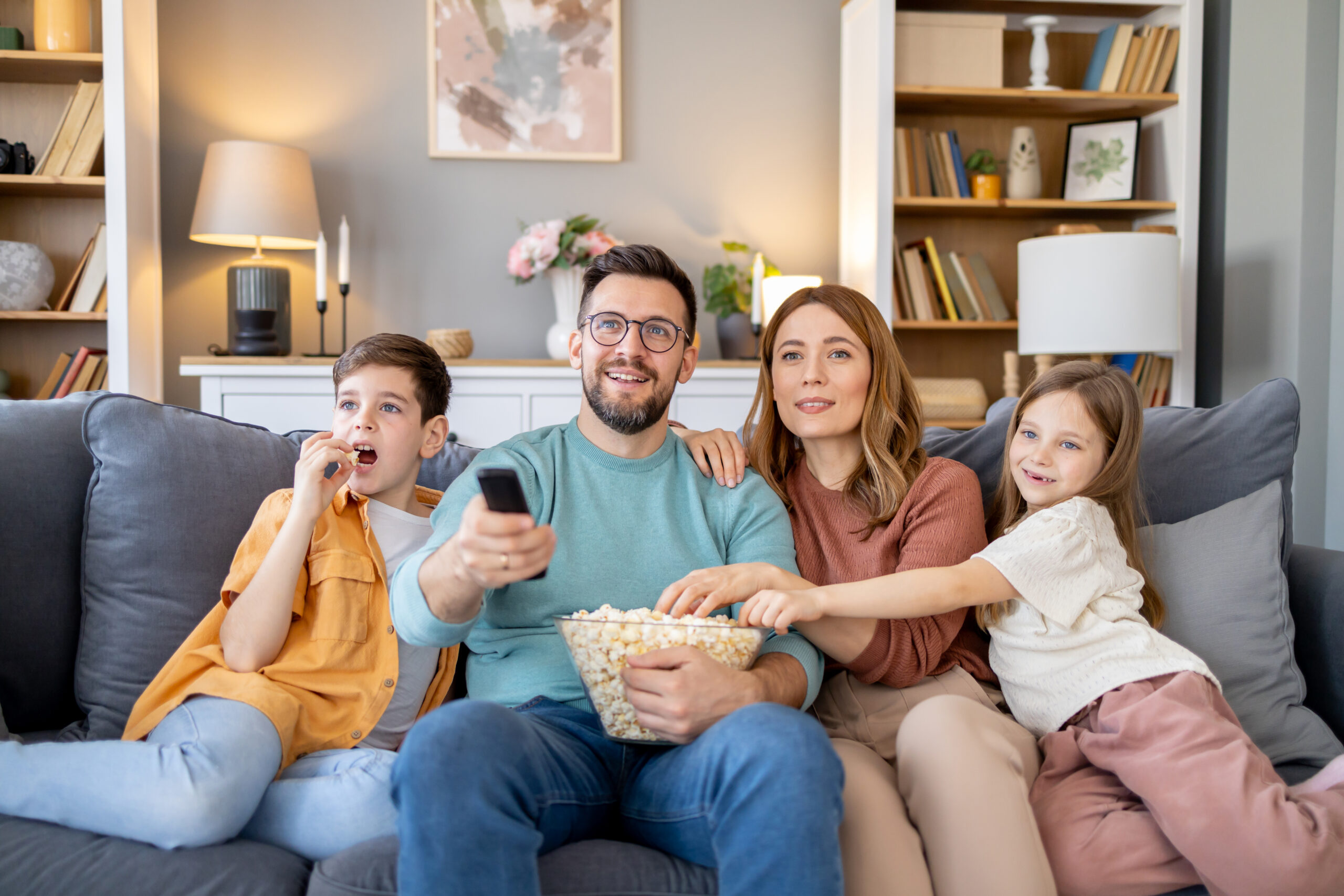 Family watching Streaming TV